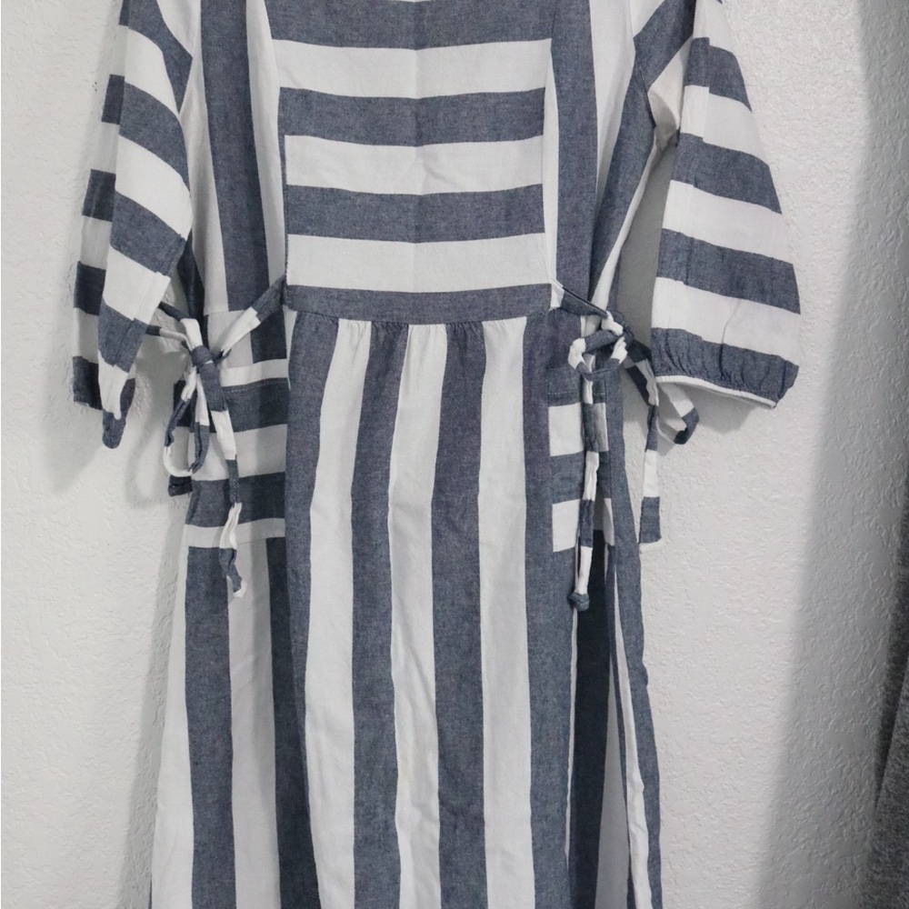 Striped Cotton/Linen Blend Dress